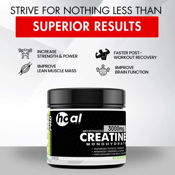 Hoal Nutrition Creatine Monohydrate | 250g Unflavoured | 100% Pure Micronized Creatine Powder | Muscle Gain, Strength & Endurance Supplement | Fast Absorbing | No Fillers | Lab-Tested