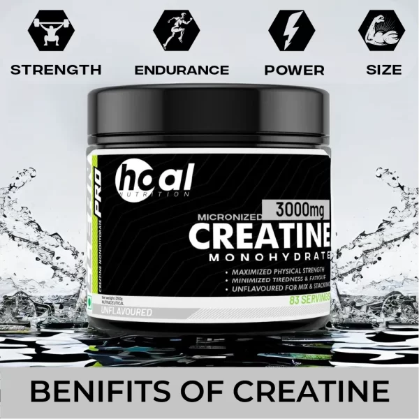 Hoal Nutrition Creatine Monohydrate | 250g Unflavoured | 100% Pure Micronized Creatine Powder | Muscle Gain, Strength & Endurance Supplement | Fast Absorbing | No Fillers | Lab-Tested