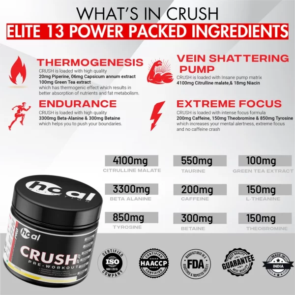 Hoal Nutrition CRUSH 2.0 Pre-Workout – Explosive Energy | Razor-Sharp Focus | Vein-Popping Pumps