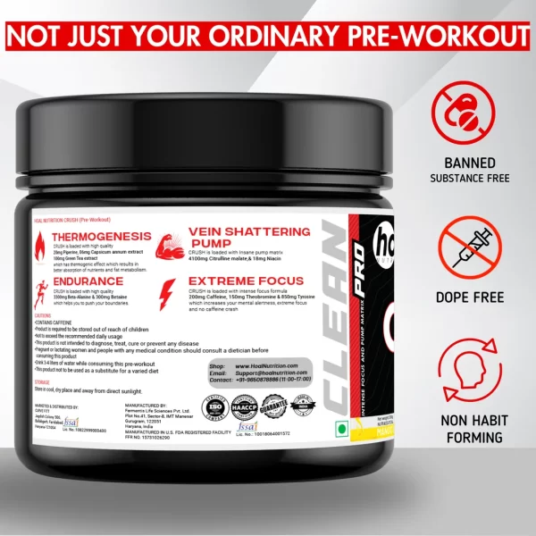 Hoal Nutrition CRUSH 2.0 Pre-Workout – Explosive Energy | Razor-Sharp Focus | Vein-Popping Pumps