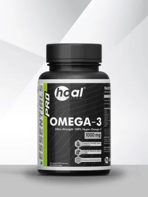 HOAL NUTRITION Vegan Omega-3 1000mg supplement bottle – ultra-strength plant-based omega-3 with DHA and EPA from algae