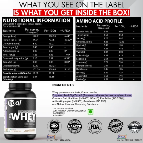 Whey Protein with 24.34g Protein, Full Amino Acid Profile, No Maltodextrin or Spiking