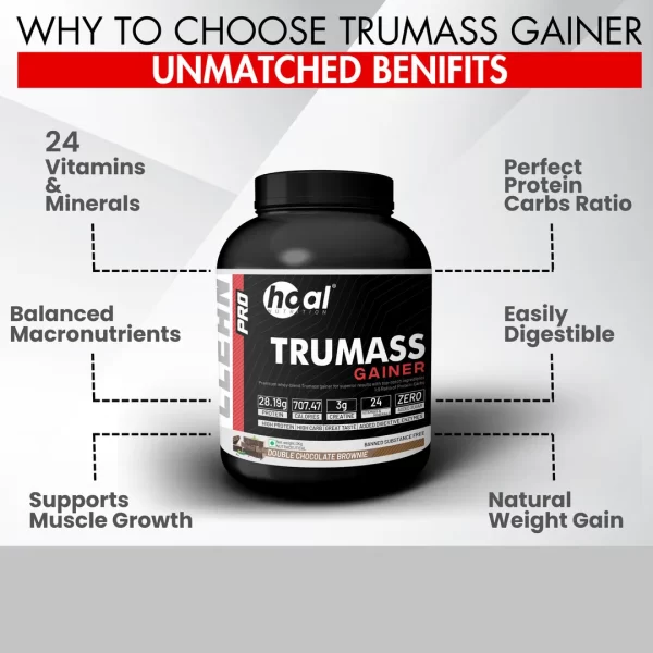 HOAL Nutrition TRUMASS GAINER | 707 kcal, 28g Protein, Creatine, No Sugar | DigeZyme® Digestive Enzymes